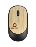 Souris optique sans fil en ABS personnalisée Eileen Matières : bambou Couleurs : noir personnalisable avec votre logo