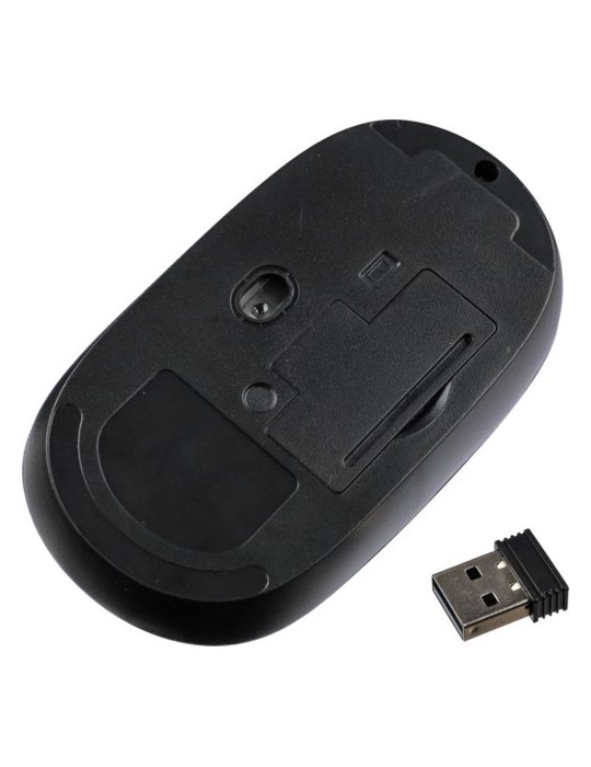 Souris optique sans fil en ABS personnalisée Eileen Matières : bambou Couleurs : noir cadeau entreprise pas cher
