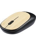 Souris optique sans fil en ABS personnalisée Eileen Matières : bambou Couleurs : noir impression haute définition
