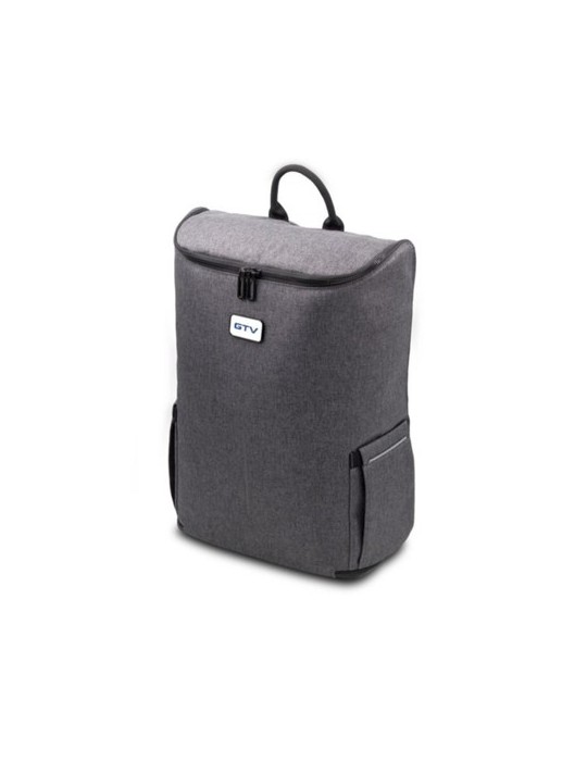 Sac à dos publicitaire  porte-ordinateur 15'' en PU Marco Polo Matières : polyester Couleurs : gris impression logo haute qualit