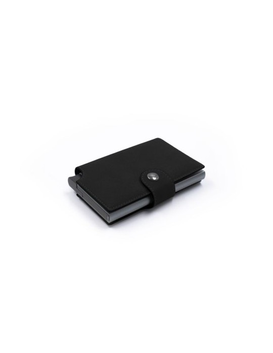 Portefeuille personnalisé Wally Porto et câble de charge  en nylon 35 W Jacob Matières : aluminium Couleurs : noir goodies publi