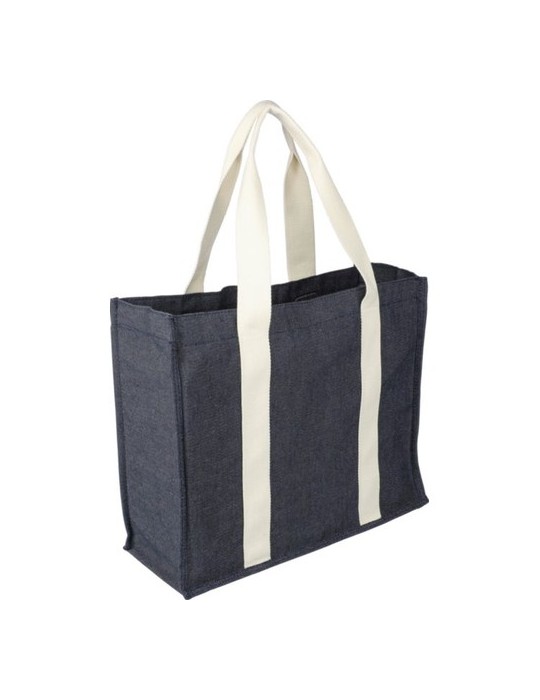 Sac shopping  en denim 280 g/m2 Gretchen Matières : coton Couleurs : bleu objet promotionnel éco-responsable