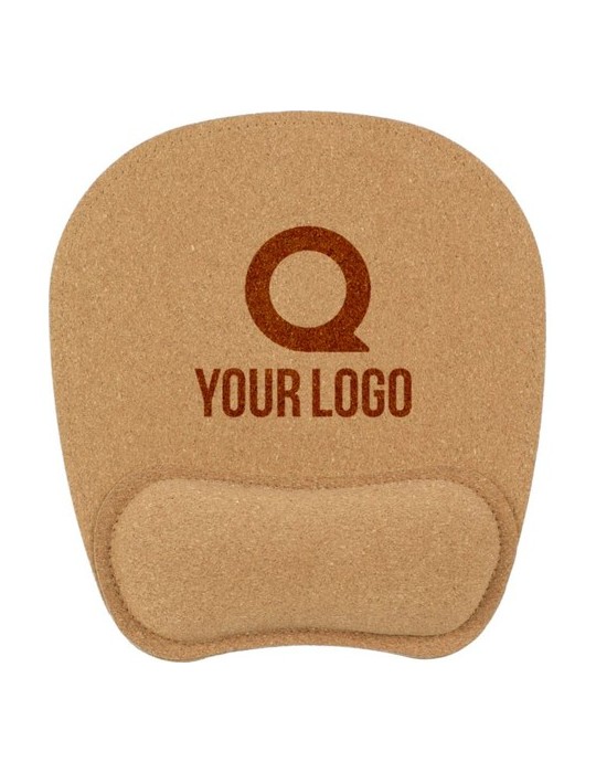Tapis de souris ergonomique en liège personnalisé Edwin Matières : liège Couleurs : brun personnalisable avec votre logo