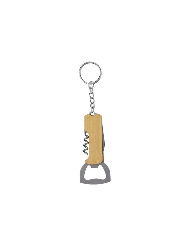 Porte-clés décapsuleur en bambou personnalisé Stuart Matières : bambou Couleurs : brun personnalisable avec votre logo