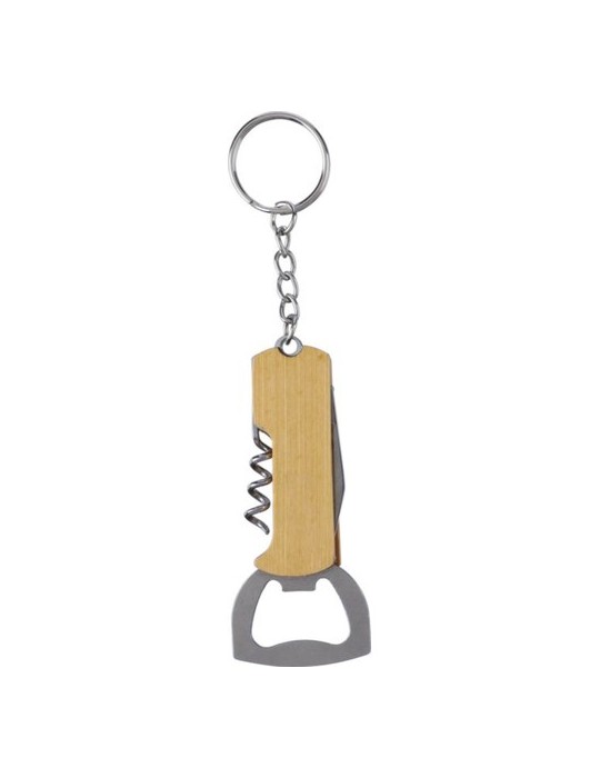 Porte-clés décapsuleur en bambou personnalisé Stuart Matières : bambou Couleurs : brun personnalisable avec votre logo