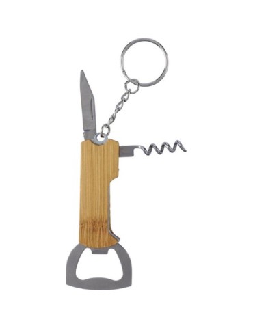 Porte-clés décapsuleur en bambou personnalisé Stuart Matières : bambou Couleurs : brun cadeau entreprise pas cher