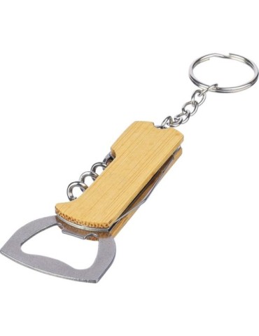 Porte-clés décapsuleur en bambou personnalisé Stuart Matières : bambou Couleurs : brun cadeau collaborateur premium