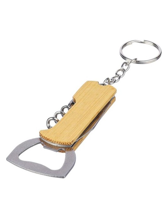 Porte-clés décapsuleur en bambou personnalisé Stuart Matières : bambou Couleurs : brun cadeau collaborateur premium