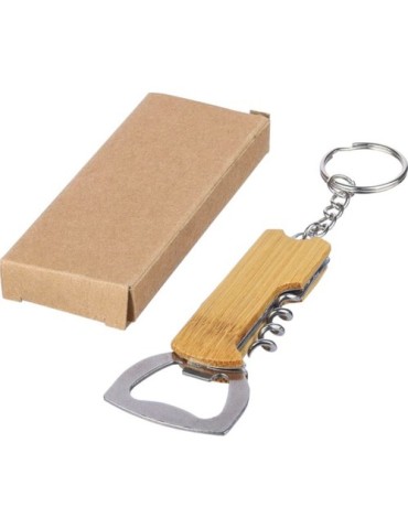 Porte-clés décapsuleur en bambou personnalisé Stuart Matières : bambou Couleurs : brun personnalisation rapide en France