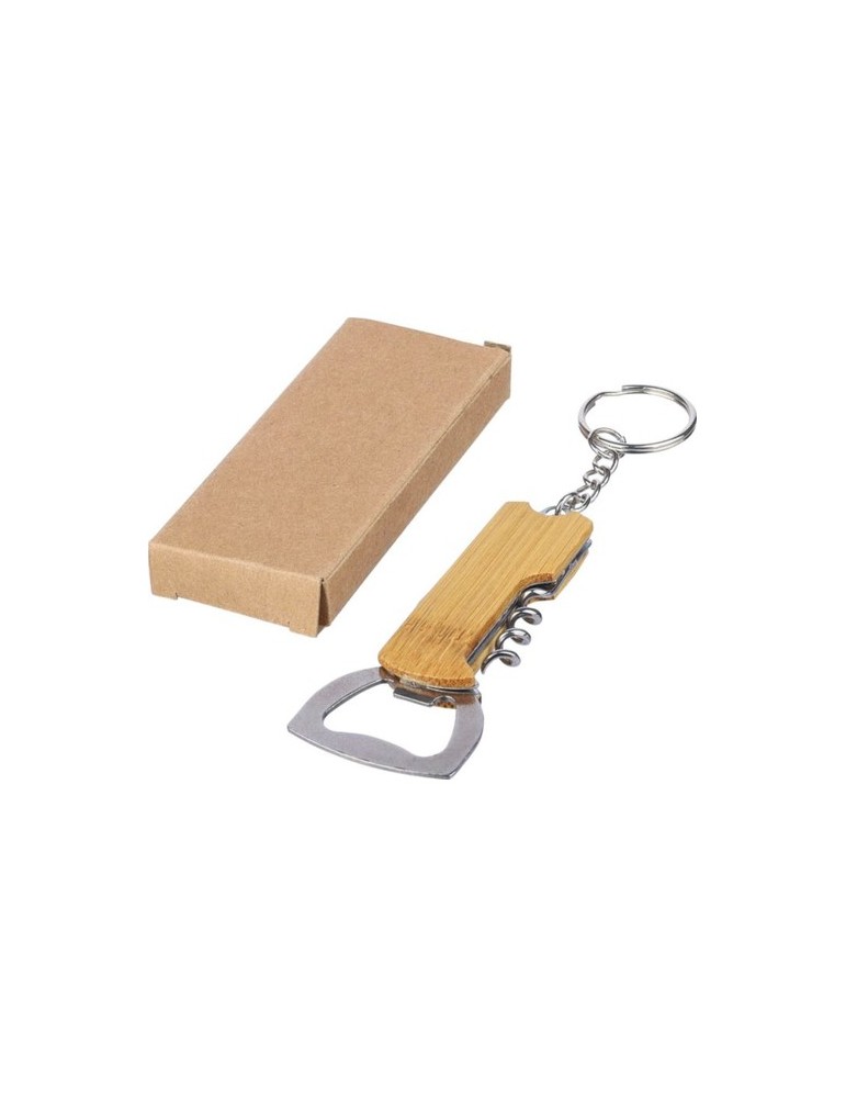 Porte-clés décapsuleur en bambou personnalisé Stuart Matières : bambou Couleurs : brun personnalisation rapide en France