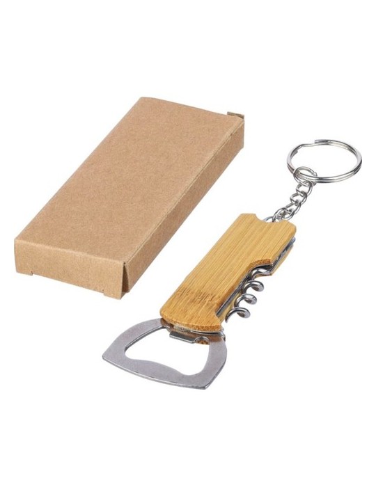 Porte-clés décapsuleur en bambou personnalisé Stuart Matières : bambou Couleurs : brun personnalisation rapide en France