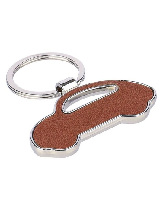Porte-clé  en cuir recyclé - Joan Matières : alliage de zinc Couleurs : brun livraison express 24h 48h