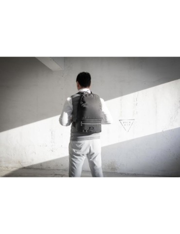 Sac convertible publicitaire Combo Brandcharger, 3 en 1 avec utilisation bureau et transport. Horloge de bureau   Matières : pol