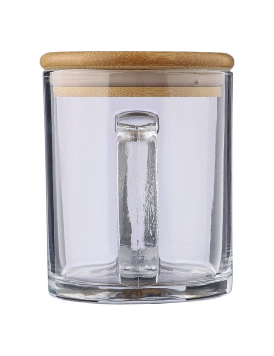 Mug  de 300 ml en verre recyclé et bambou - Ashley Matières : verre Couleurs : naturel marquage laser ultra précis