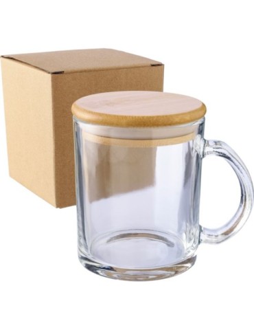 Mug  de 300 ml en verre recyclé et bambou - Ashley Matières : verre Couleurs : naturel personnalisation rapide en France