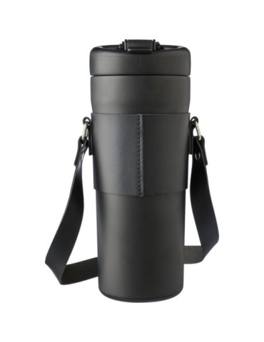 Gourde isotherme publicitaire de 730 ml en acier inoxydable Kelvin Matières : acier inoxydable Couleurs : noir impression haute 