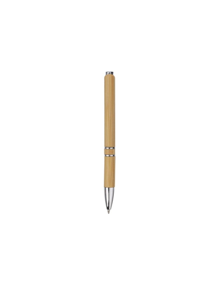 Stylo bille publicitaire en bambou et plastique Deborah Matières : bambou Couleurs : brun personnalisable avec votre logo