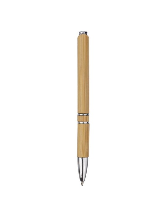Stylo bille publicitaire en bambou et plastique Deborah Matières : bambou Couleurs : brun personnalisable avec votre logo