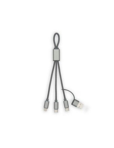Câble de chargement publicitaire Trident 2 Brandcharger Matières : nylon Couleurs : gun cadeau entreprise pas cher