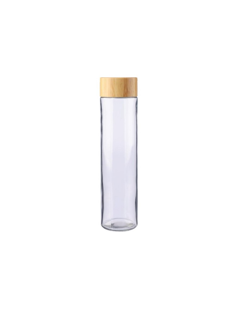 Gourde en verre  de 500 ml avec dragonne personnalisée Clarence Matières : bambou Couleurs : brun