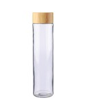 Gourde en verre  de 500 ml avec dragonne personnalisée Clarence Matières : bambou Couleurs : brun
