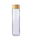 Gourde en verre  de 500 ml avec dragonne personnalisée Clarence Matières : bambou Couleurs : brun personnalisable avec votre log
