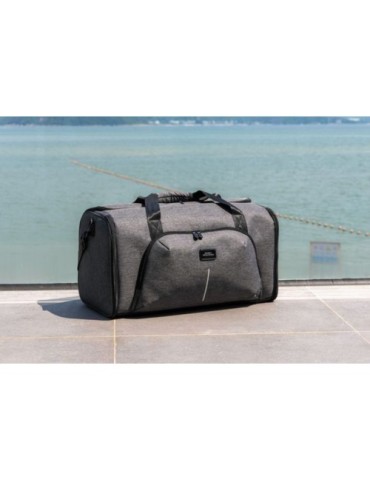 Sac de voyage publicitaire personnalisé Voyager Brandcharger Matières : polyester Couleurs : gris cadeau entreprise pas cher