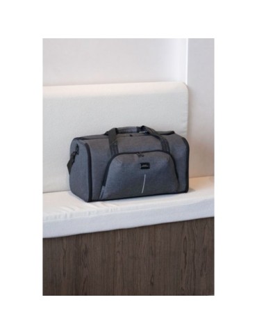Sac de voyage publicitaire personnalisé Voyager Brandcharger Matières : polyester Couleurs : gris objet promotionnel éco-respons