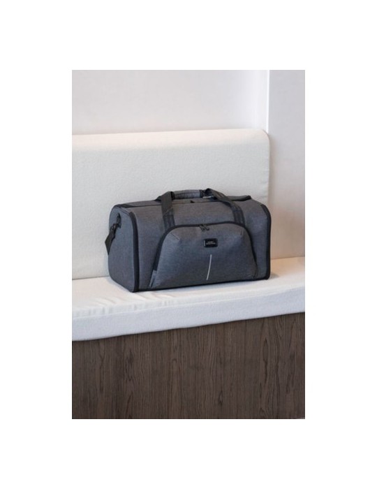 Sac de voyage publicitaire personnalisé Voyager Brandcharger Matières : polyester Couleurs : gris objet promotionnel éco-respons
