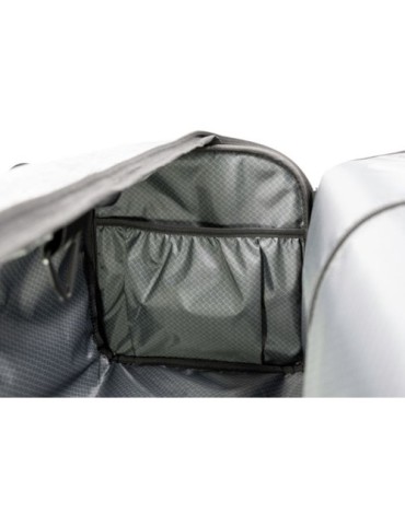 Sac de voyage publicitaire personnalisé Voyager Brandcharger Matières : polyester Couleurs : gris impression logo haute qualité