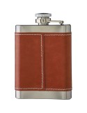 Flasque publicitaire de 100 ml en acier inoxydable et PU Cedric Matières : acier inoxydable Couleurs : brun personnalisable avec