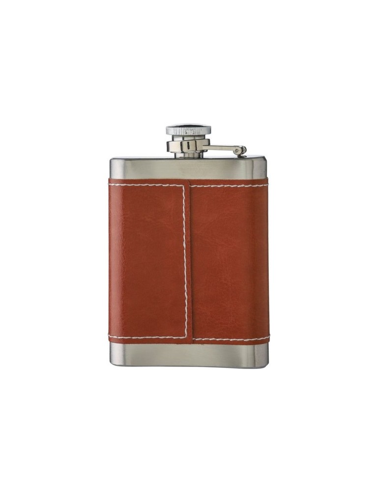 Flasque publicitaire de 100 ml en acier inoxydable et PU Cedric Matières : acier inoxydable Couleurs : brun cadeau entreprise pa