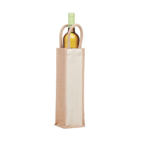 Sac en jute  pour bouteille personnalisable - CAMPO DI VINO Matières : jute Couleurs : beige cadeau entreprise pas cher