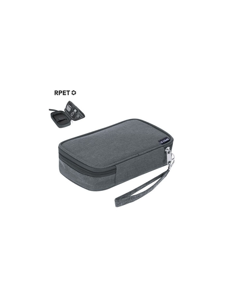 Trousse organisatrice personnalisée  Zimmer Couleurs : gris Matières : polyester recyclé marquage laser ultra précis
