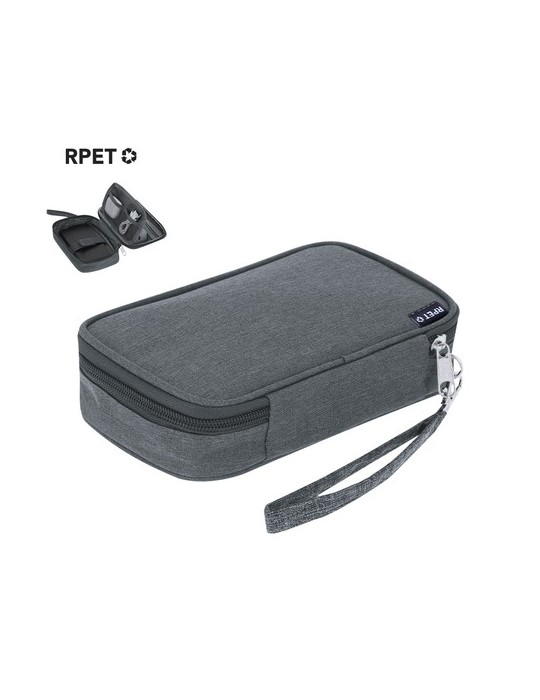 Trousse organisatrice personnalisée  Zimmer Couleurs : gris Matières : polyester recyclé marquage laser ultra précis