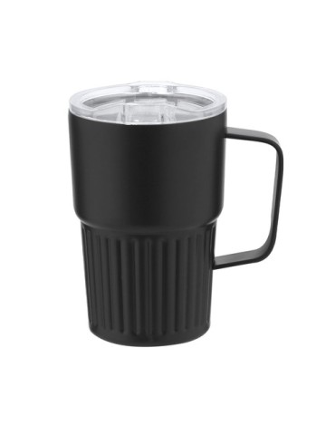 Tasse thermique personnalisée en acier inoxydable - Finbar Couleurs : noir Matières : acier inoxydable recyclé