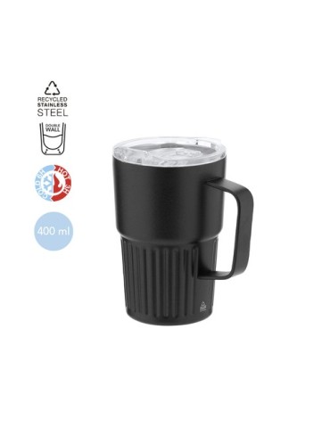 Tasse thermique personnalisée en acier inoxydable - Finbar Couleurs : noir Matières : acier inoxydable recyclé 2