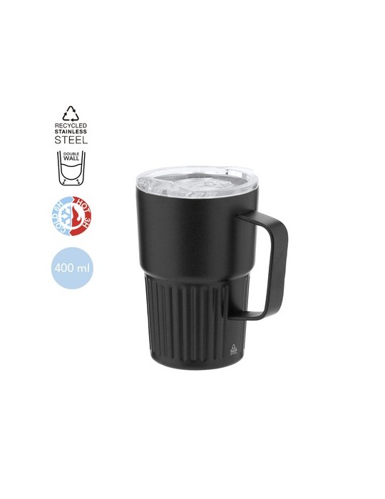 Tasse thermique personnalisée en acier inoxydable - Finbar Couleurs : blanc Matières : acier inoxydable recyclé impression haute