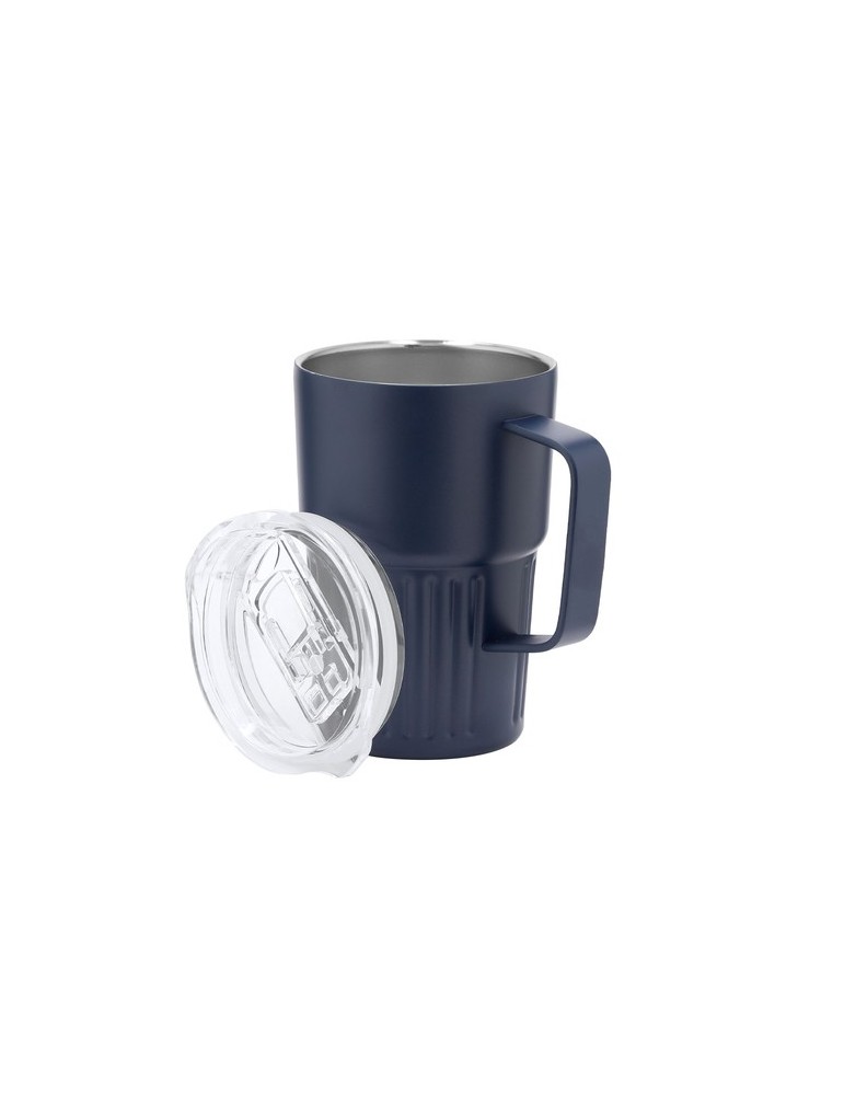 Tasse thermique personnalisée en acier inoxydable - Finbar Couleurs : bleu marine Matières : acier inoxydable recyclé personnali