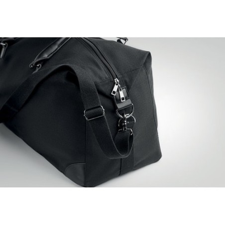 Sac week-end en toile 340gr/m² personnalisé - MONACO Matières : coton Couleurs : noir marquage laser ultra précis