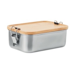 Lunch box en acier inoxydable personnalisée de 750ml - SONABOX Matières : bambou Couleurs : bois