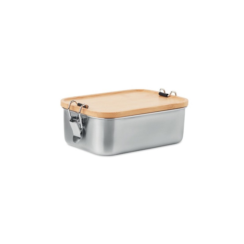 Lunch box en acier inoxydable personnalisée de 750ml - SONABOX Matières : bambou Couleurs : bois