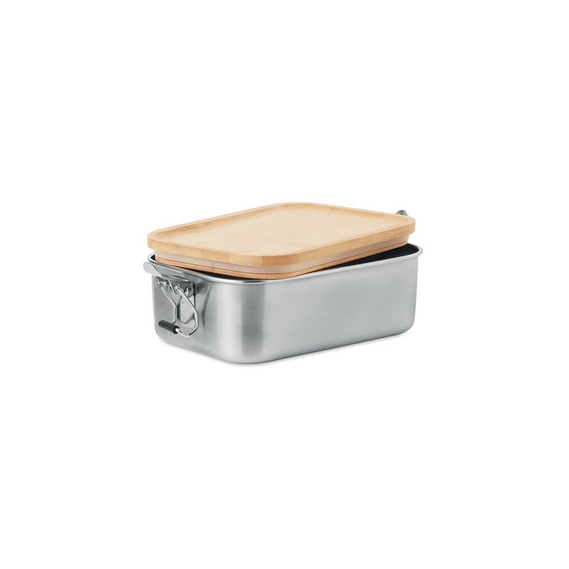 Lunch box en acier inoxydable personnalisée de 750ml - SONABOX Matières : bambou Couleurs : bois personnalisable avec votre logo