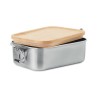Lunch box en acier inoxydable personnalisée de 750ml - SONABOX Matières : bambou Couleurs : bois personnalisable avec votre logo