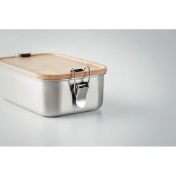 Lunch box en acier inoxydable personnalisée de 750ml - SONABOX Matières : bambou Couleurs : bois impression haute définition