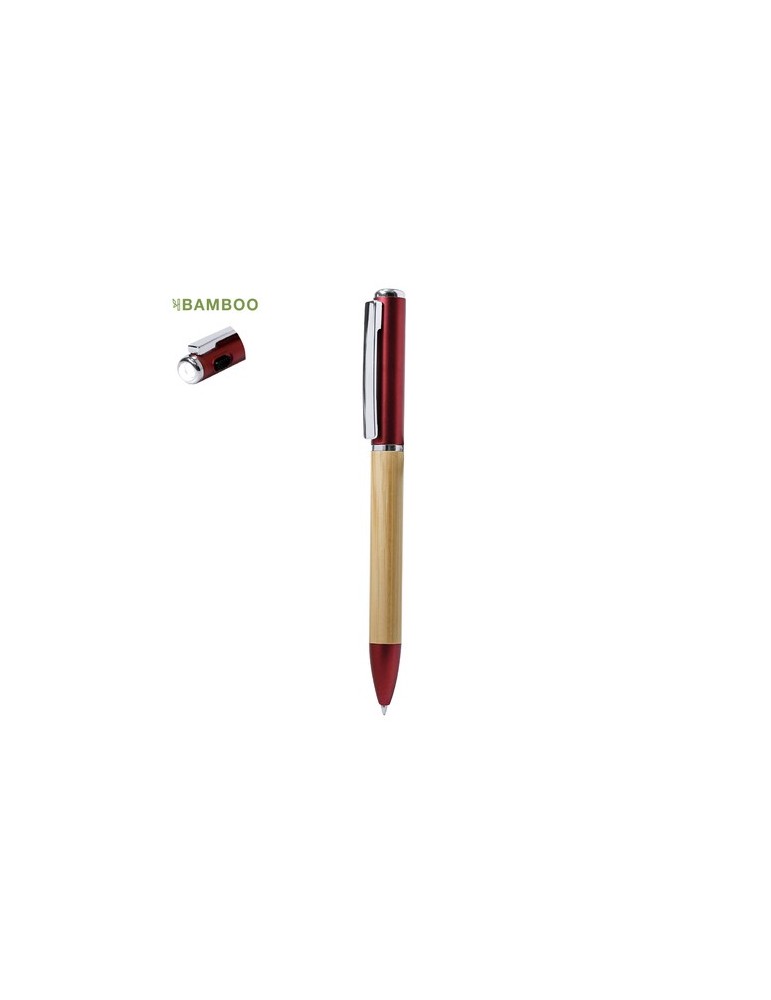 Stylo publicitaire lampe Telnay Matières : bambou Couleurs : argenté objet promotionnel éco-responsable