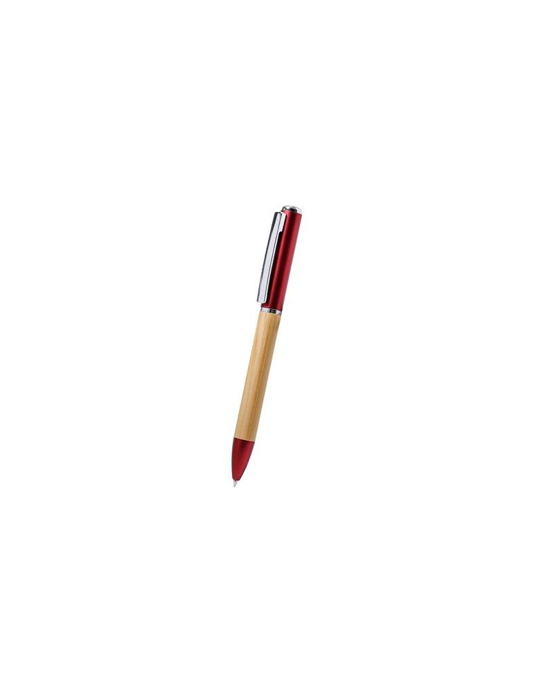 Stylo publicitaire lampe Telnay Matières : bambou Couleurs : rouge cadeau entreprise pas cher