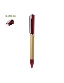 Stylo publicitaire lampe Telnay Matières : bambou Couleurs : rouge livraison express 24h 48h