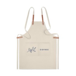 Tablier en coton organique 340 gr/m² personnalisé - NAGPUR Matières : coton biologique Couleurs : beige marquage laser ultra pré