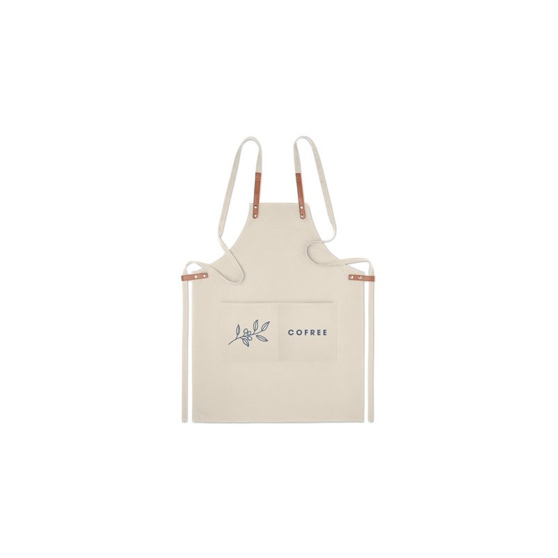 Tablier en coton organique 340 gr/m² personnalisé - NAGPUR Matières : coton biologique Couleurs : beige marquage laser ultra pré